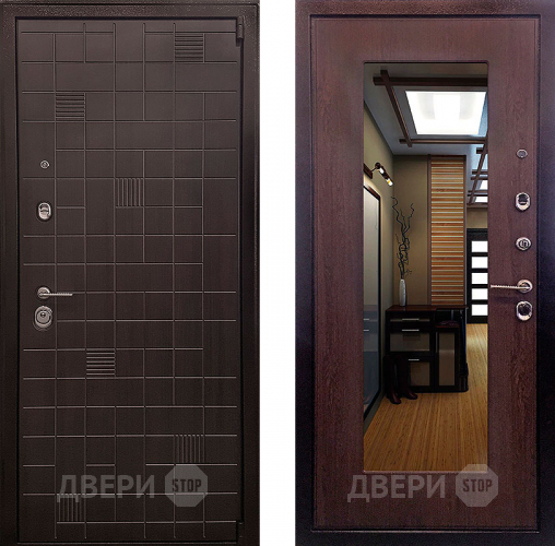 Входная металлическая Дверь Ратибор Силуэт зеркало 3К Венге капучино в Наро-Фоминске