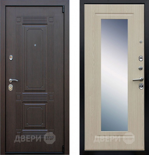 Входная металлическая Дверь Йошкар Викинг с зеркалом Белёный  дуб в Наро-Фоминске