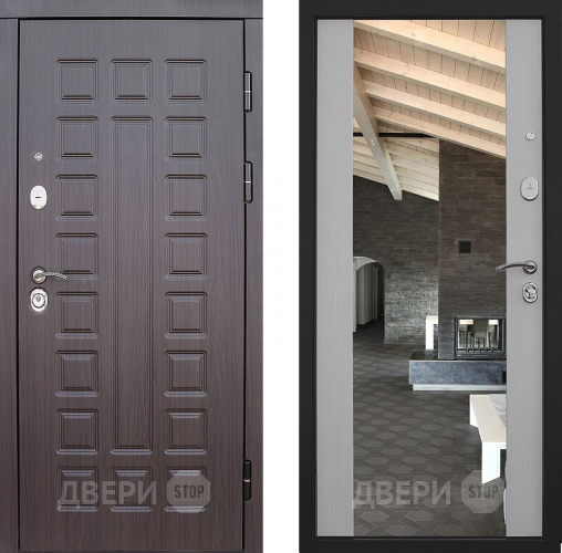 Входная металлическая Дверь S01 2К Зеркало Лиственница белая в Наро-Фоминске