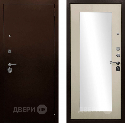 Входная металлическая Дверь Ратибор Оптима 3К зеркало Лиственница беж в Наро-Фоминске