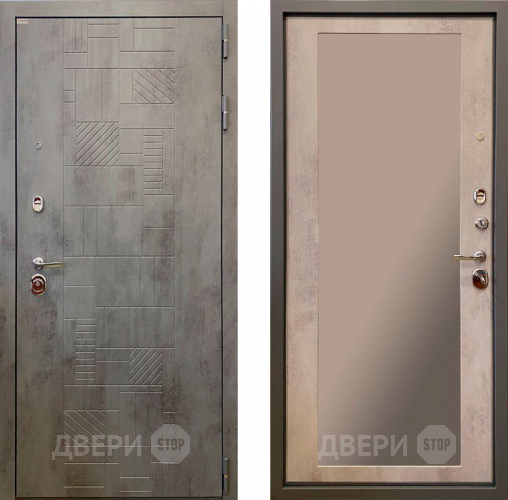 Дверь Ратибор Тетрис 3К с зеркалом Бетон светлый в Наро-Фоминске
