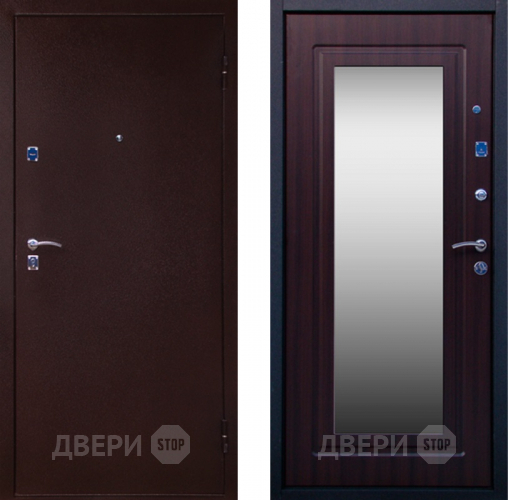 Входная металлическая Дверь СТОП Медь ЗЕРКАЛО Венге в Наро-Фоминске