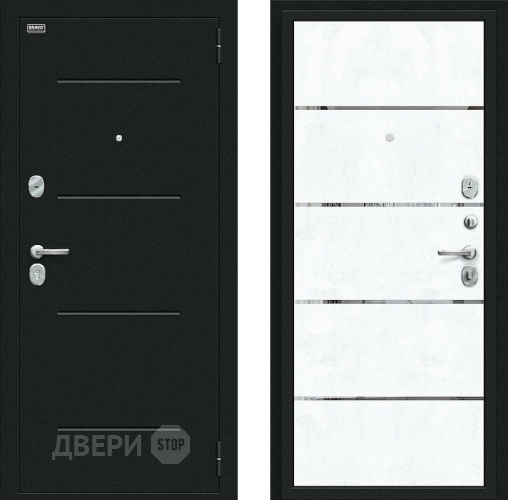 Дверь Bravo Лайн Букле черное/Snow Art в Наро-Фоминске