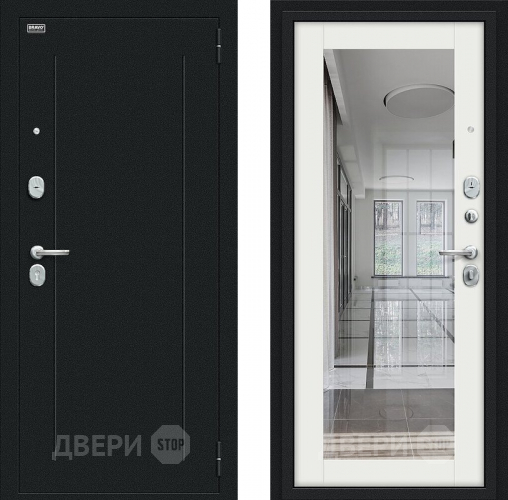 Входная металлическая Дверь Bravo Флэш Букле черное/Bianco Veralinga в Наро-Фоминске