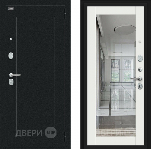 Входная металлическая Дверь Bravo Флэш Букле черное/Off-white в Наро-Фоминске