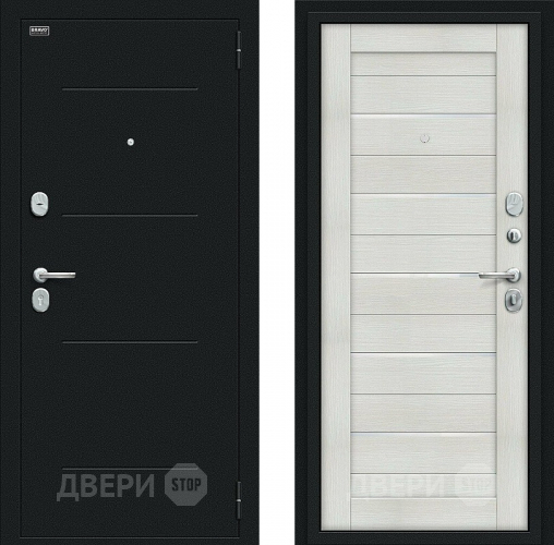 Входная металлическая Дверь Bravo Техно Kale Букле черное/Bianco Veralinga в Наро-Фоминске