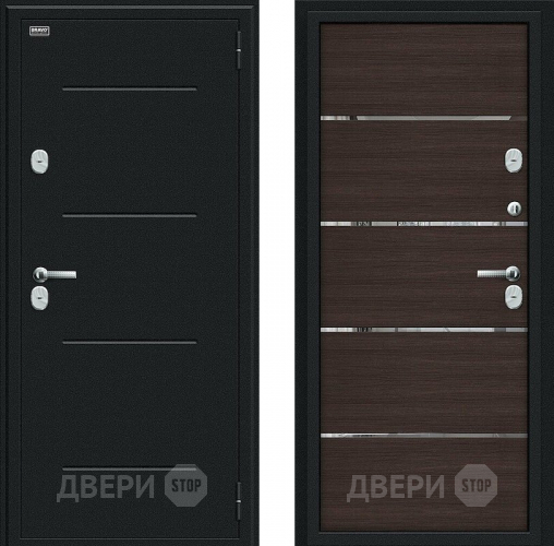 Входная металлическая Дверь Bravo Thermo Лайн Букле черное/Wenge Veralinga в Наро-Фоминске