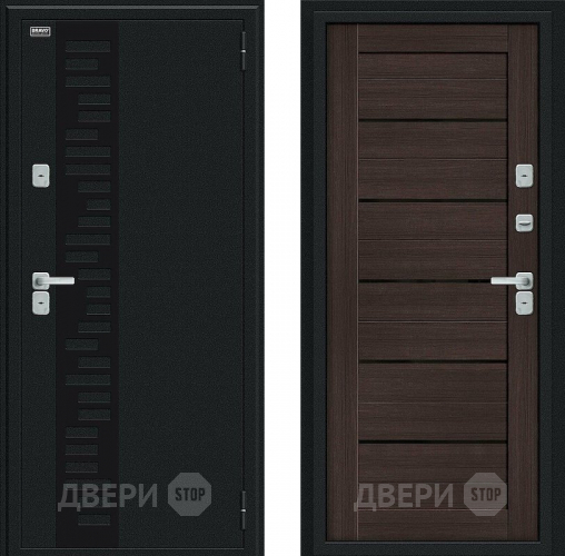 Входная металлическая Дверь Bravo Thermo Техно Декор Букле черное/Wenge Veralinga в Наро-Фоминске