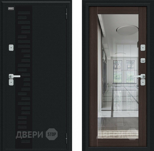 Входная металлическая Дверь Bravo Thermo Флэш Декор Букле черное/Wenge Veralinga в Наро-Фоминске