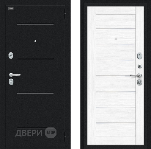 Дверь Bravo Техно Букле черное/Snow Melinga в Наро-Фоминске