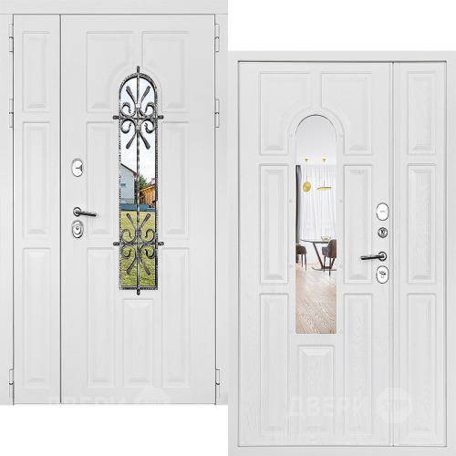 Входная металлическая Дверь Дверной Континент Лион Двустворчатая Белая в Наро-Фоминске