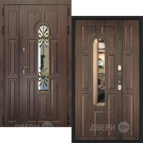 Входная металлическая Дверь Дверной Континент Лион Двустворчатая Темный орех в Наро-Фоминске