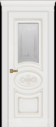 Межкомнатная дверь Дверь Премьер ДО, белая эмаль, патина золото, мателюкс с фрезеровкой в Наро-Фоминске