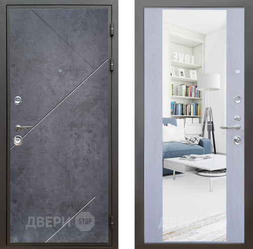 Входная металлическая Дверь Шелтер (SHELTER) Комфорт Бетон урбан индиго 12 с зеркалом Дуб филадельфия крем в Наро-Фоминске