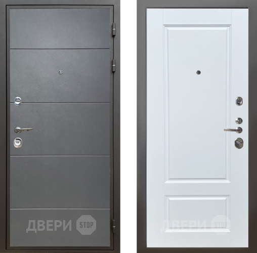Входная металлическая Дверь Шелтер (SHELTER) Комфорт Лофт графит 4 Белый матовый в Наро-Фоминске