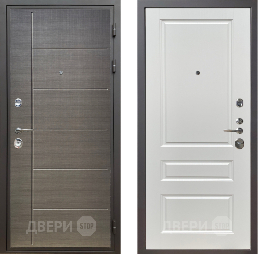 Входная металлическая Дверь Шелтер (SHELTER) Комфорт Лен сильвер 1 Белый ясень в Наро-Фоминске