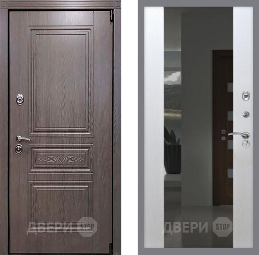 Входная металлическая Дверь Рекс (REX) Пренмиум-S СБ-16 Зеркало Белый ясень в Наро-Фоминске