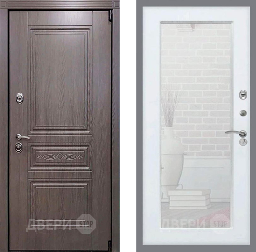 Входная металлическая Дверь Рекс (REX) Пренмиум-S Зеркало Пастораль Белый ясень в Наро-Фоминске