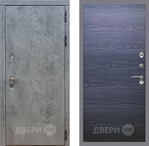 Входная металлическая Дверь Стоп БЕТОН Гладкая Дуб тангенальный черный в Наро-Фоминске