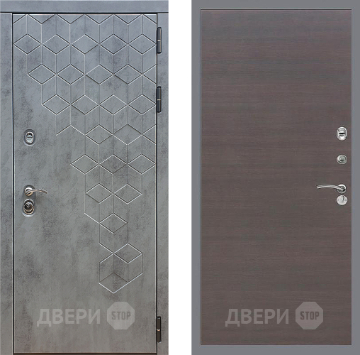 Входная металлическая Дверь Стоп БЕТОН Гладкая венге поперечный в Наро-Фоминске