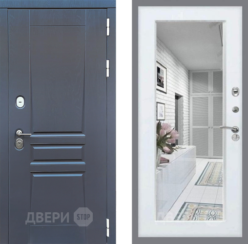Входная металлическая Дверь Стоп ПЛАТИНУМ Зеркало Белый ясень в Наро-Фоминске