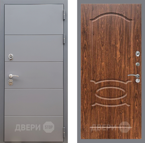 Входная металлическая Дверь Стоп АРТ ГРАФИТ ФЛ-128 орех тисненый в Наро-Фоминске