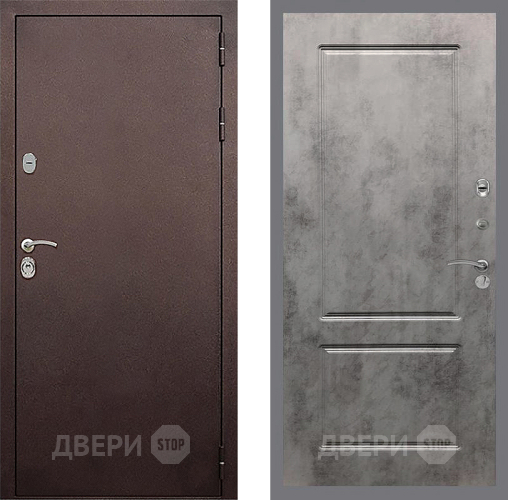 Входная металлическая Дверь Стоп КЛАССИК Медь ФЛ-117 Бетон темный в Наро-Фоминске