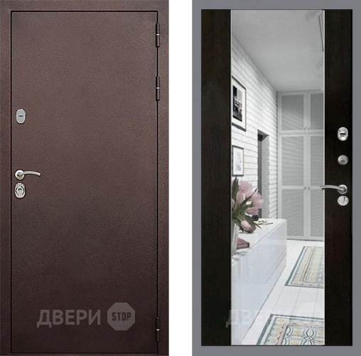 Входная металлическая Дверь Стоп КЛАССИК Медь Зеркало СБ-16 Венге в Наро-Фоминске