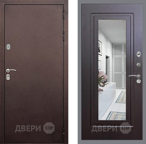 Входная металлическая Дверь Стоп КЛАССИК Медь Зеркало ФЛ-120 Венге в Наро-Фоминске