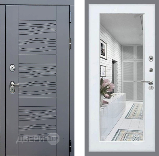 Входная металлическая Дверь Стоп СКАНДИ Зеркало Белый ясень в Наро-Фоминске