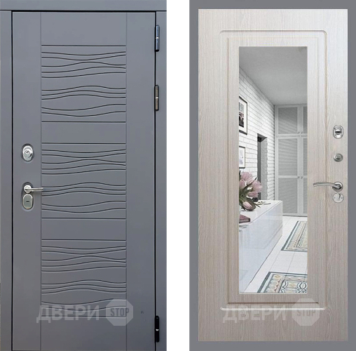 Входная металлическая Дверь Стоп СКАНДИ Зеркало ФЛ-120 Беленый дуб в Наро-Фоминске