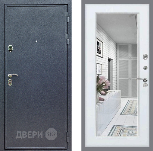 Входная металлическая Дверь Стоп СИЛЬВЕР Зеркало Белый ясень в Наро-Фоминске