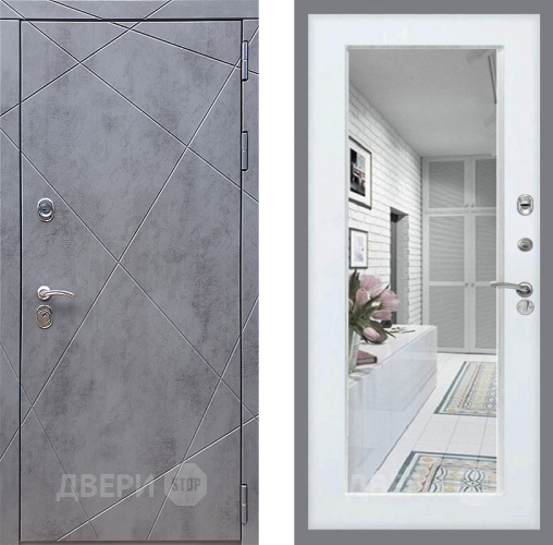 Входная металлическая Дверь Стоп Лучи Зеркало Белый ясень в Наро-Фоминске