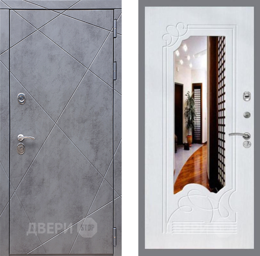 Входная металлическая Дверь Стоп Лучи ЗкркалоФЛ-147 Ясень белый в Наро-Фоминске