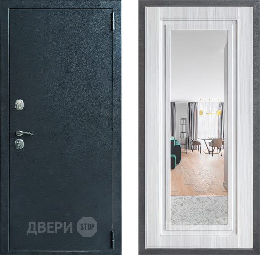 Входная металлическая Дверь Дверной континент ДК-70 Дизайн ФЛЗ Зеркало Сандал белый в Наро-Фоминске