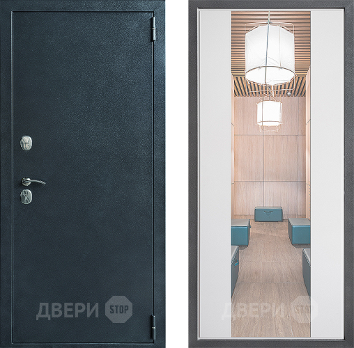 Входная металлическая Дверь Дверной континент ДК-70 Дизайн ФЛЗ-1 Зеркало Белый софт в Наро-Фоминске
