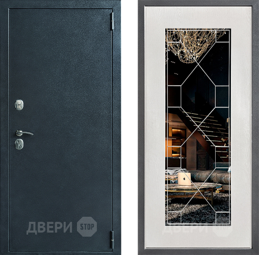 Дверь Дверной континент ДК-70 Дизайн ФЛ-Тиффани Зеркало Белое дерево в Наро-Фоминске