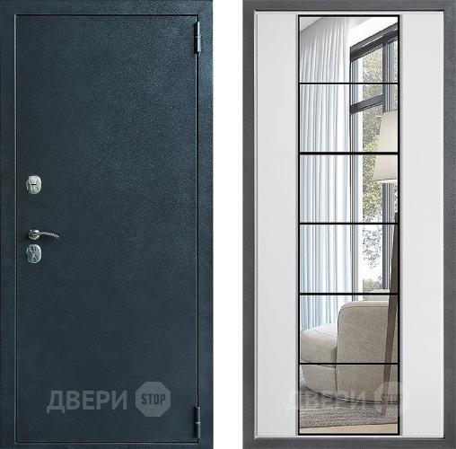 Входная металлическая Дверь Дверной континент ДК-70 Дизайн ФЛЗ-2 Зеркало Белый софт в Наро-Фоминске