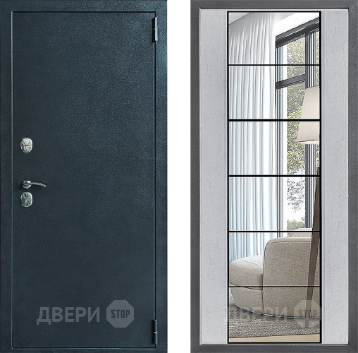 Входная металлическая Дверь Дверной континент ДК-70 Дизайн ФЛЗ-2 Зеркало Бетон светлый в Наро-Фоминске