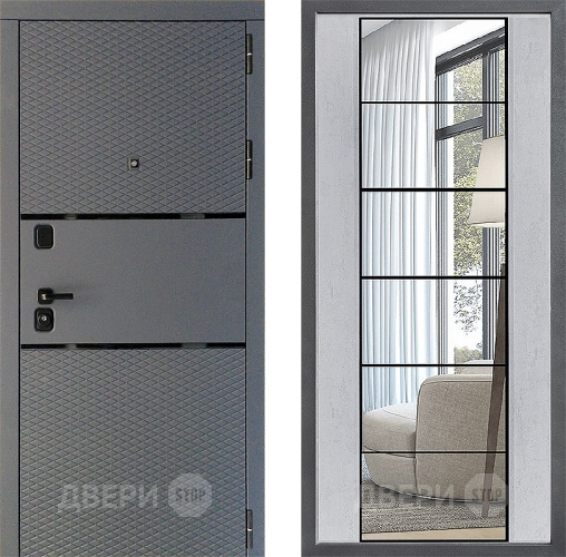 Входная металлическая Дверь Дверной континент Диамант Дизайн ФЛЗ-2 Зеркало Бетон светлый в Наро-Фоминске
