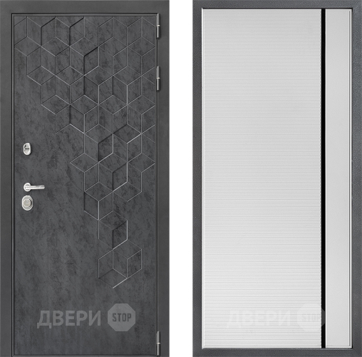 Входная металлическая Дверь Дверной континент ДК-3/713 ФЛ-757 Черное Стекло Софт милк в Наро-Фоминске