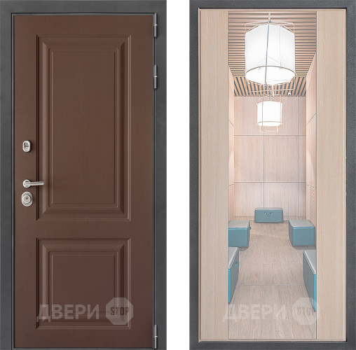 Входная металлическая Дверь Дверной континент ДК-3/729 ФЛЗ-1 Зеркало Капучино в Наро-Фоминске