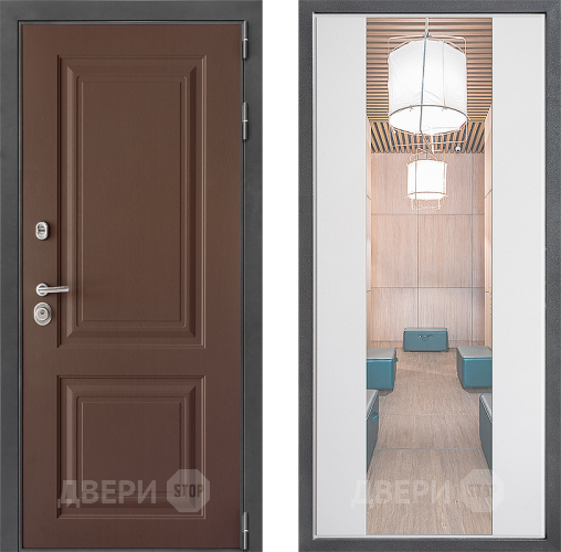 Входная металлическая Дверь Дверной континент ДК-3/729 ФЛЗ-1 Зеркало Белый софт в Наро-Фоминске