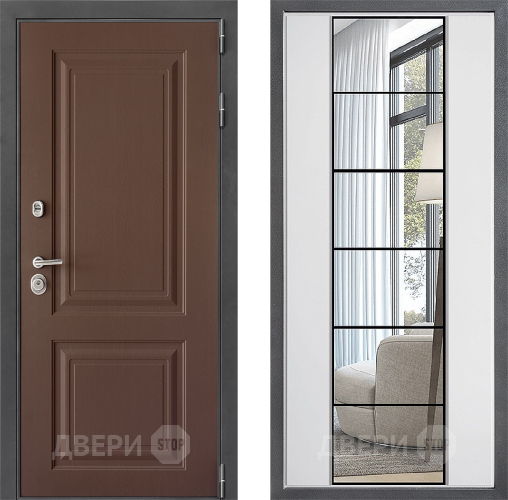Входная металлическая Дверь Дверной континент ДК-3/729 ФЛЗ-2 Зеркало Белый софт в Наро-Фоминске