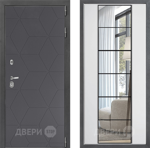 Входная металлическая Дверь Дверной континент ДК-3/744 ФЛЗ-2 Зеркало Белый софт в Наро-Фоминске