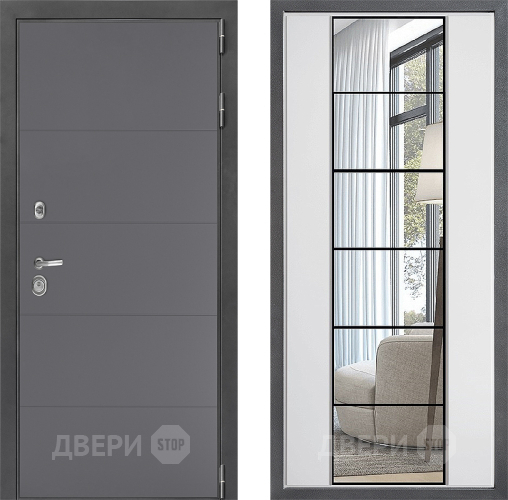 Входная металлическая Дверь Дверной континент ДК-3/649 ФЛЗ-2 Зеркало Белый софт в Наро-Фоминске