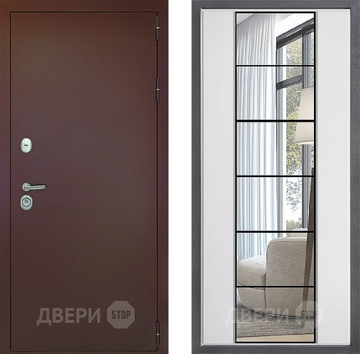 Дверь Дверной континент Рубикон Медь Дизайн ФЛЗ-2 Зеркало Белый софт в Наро-Фоминске
