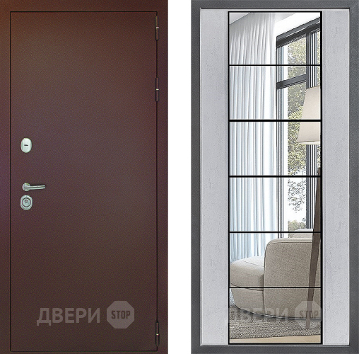 Дверь Дверной континент Рубикон Медь Дизайн ФЛЗ-2 Зеркало Бетон светлый в Наро-Фоминске