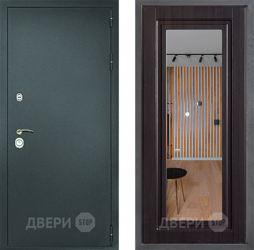 Дверь Дверной континент Рубикон Серебро Дизайн ФЛЗ Зеркало Венге в Наро-Фоминске