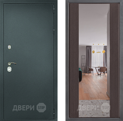 Дверь Дверной континент Рубикон Серебро Дизайн ФЛЗ-1 Зеркало Венге в Наро-Фоминске
